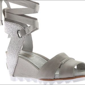 Sorel Joanie Wrap Leather Printed Suede Wedge Sandal 10